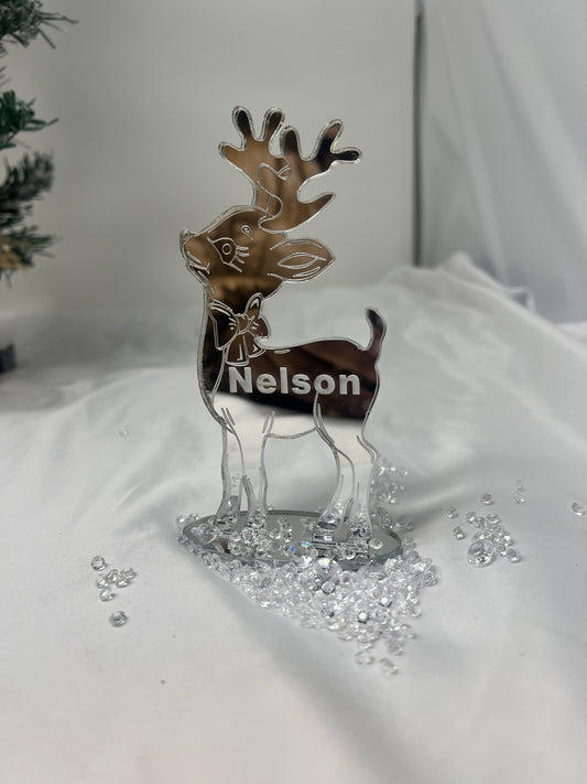 Mirror Reindeer place names- Christmas table place names-